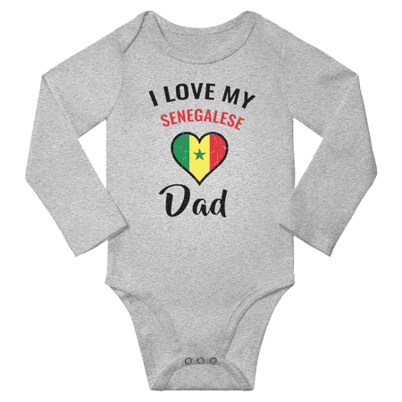 

I Love My Senegalese Dad Baby Long Slevve Bodysuits Unisex Gifts (Gray 12-18 Months)