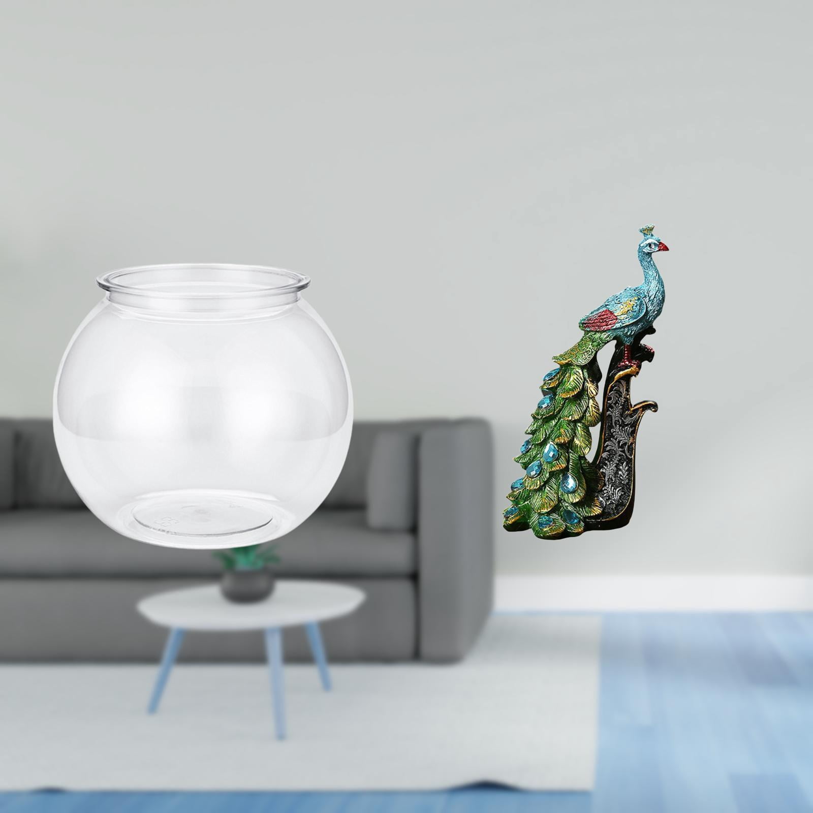 Desktop Aquarium Tank Peacock Statue Fish Bowl Vase Creative Resin Material for Bedroom Office Tabletop Decoration