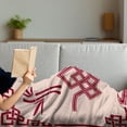 thumbnail image 3 of East Soft Flannel Fleece Throw Blanket, Oriental Design Elements Traditional Eastern Knot and Bamboo Framework Pattern, Cozy Plush for Indoor and Outdoor Use, 60" x 80", Peach and Ruby, by Ambesonne, 3 of 5