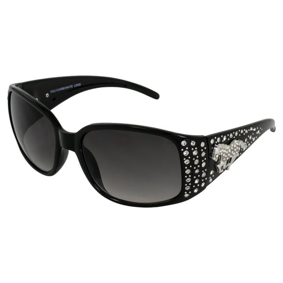 Rodeo Queen Palomino Womens Fashion Sunglasses Black Frame w/ Bling Rhinestones & Smoke Gradient Lens