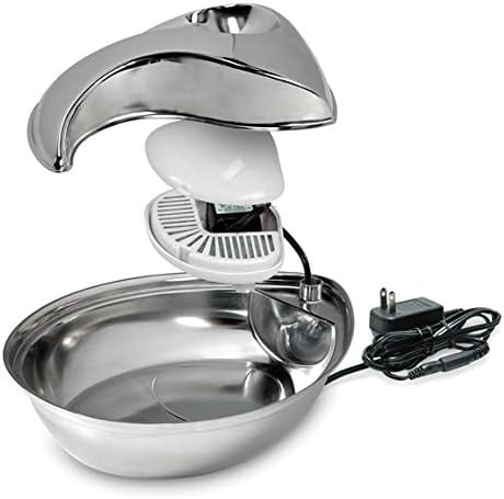 Stainless Steel Pet Fountain with Raindrop Design, 60oz Capacity