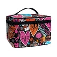 thumbnail image 2 of HELLHERO Cosmetic Travel Bag Heart Graffiti Design Cosmetic & Toiletry Organizer Portable Polyester Beauty Brush Holder, 2 of 6