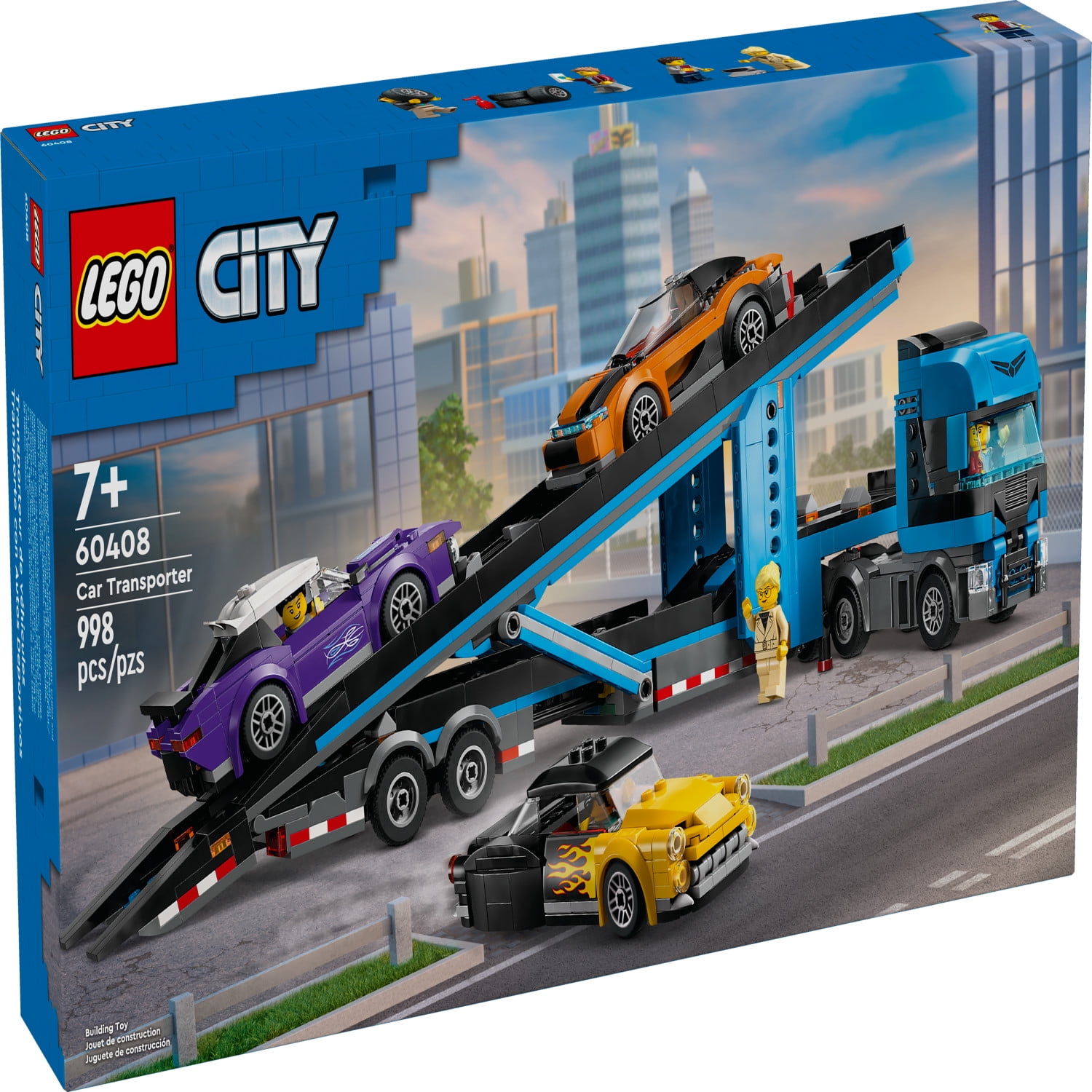 LEGO City Car Transporter Truck with Sports Cars Playset, Car Toy, 4 Vehicle Toys for Ages 7 and up, 60408