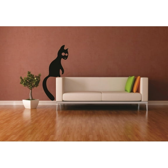 Custom Wall Decal Cat Design Animal - Kids Boys Girls Bed Room - - Vinyl Wall Sticker : 14 X 28"