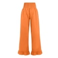 thumbnail image 7 of Lumtrix Woman Linen Ruffle Hem Pant Smocked Elastic High Waist Crop Pants Spring Summer Baggy Trousers with Pockets Saffron S, 7 of 7