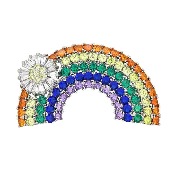 Colorful Zirconia Rainbow Brooch Pride Pins for Women Jacket Backpacks Aesthetic Copper Jewelry