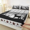 thumbnail image 3 of Homewish Farmhouse Reindeer Elk Full Size Sheets, Wooden Plank Cabin Bed Sheets, Black Grey Sheet Sets, Microfiber Bedroom Decor, 4 Pieces, 3 of 7