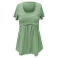 thumbnail image 4 of Daznico Women's Square Neck Short Sleeve Peplum Top with Crisscross Front Casual Blouse,S, 4 of 5