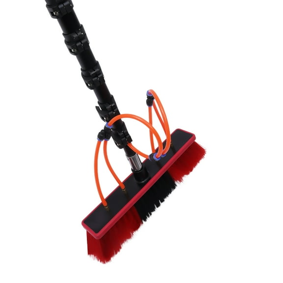 Dwellnix Water Fed Telescopic Pole Brush, 6ft-20ft Adjustable Length, 210° Rotatable Head, Lightweight Aluminum Alloy, Anti-Rust, Ideal for Cleaning High Surfaces and Photovoltaic Panels