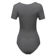 thumbnail image 3 of A2Y Women's Lightweight Crew Neck Rayon Short Sleeve Bodysuit Charcoal S, 3 of 6