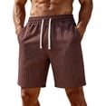 thumbnail image 3 of Thousandth Casual Striped Shorts for Men Summer Beach Shorts with Drawstring Elastic Waist Breathable Shorts Relaxed Loose Fit Flax Lounge Shorts, 3 of 8