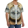 thumbnail image 2 of Rateoe Magnetic Old Compass On World Map Pattern Men's Short Sleeve Classic Shirt, Casual Short-Sleeved Shirt, Lightweight Summer Shirt, Cuban Collar Shirt,Button-Front Shirt-Small, 2 of 5