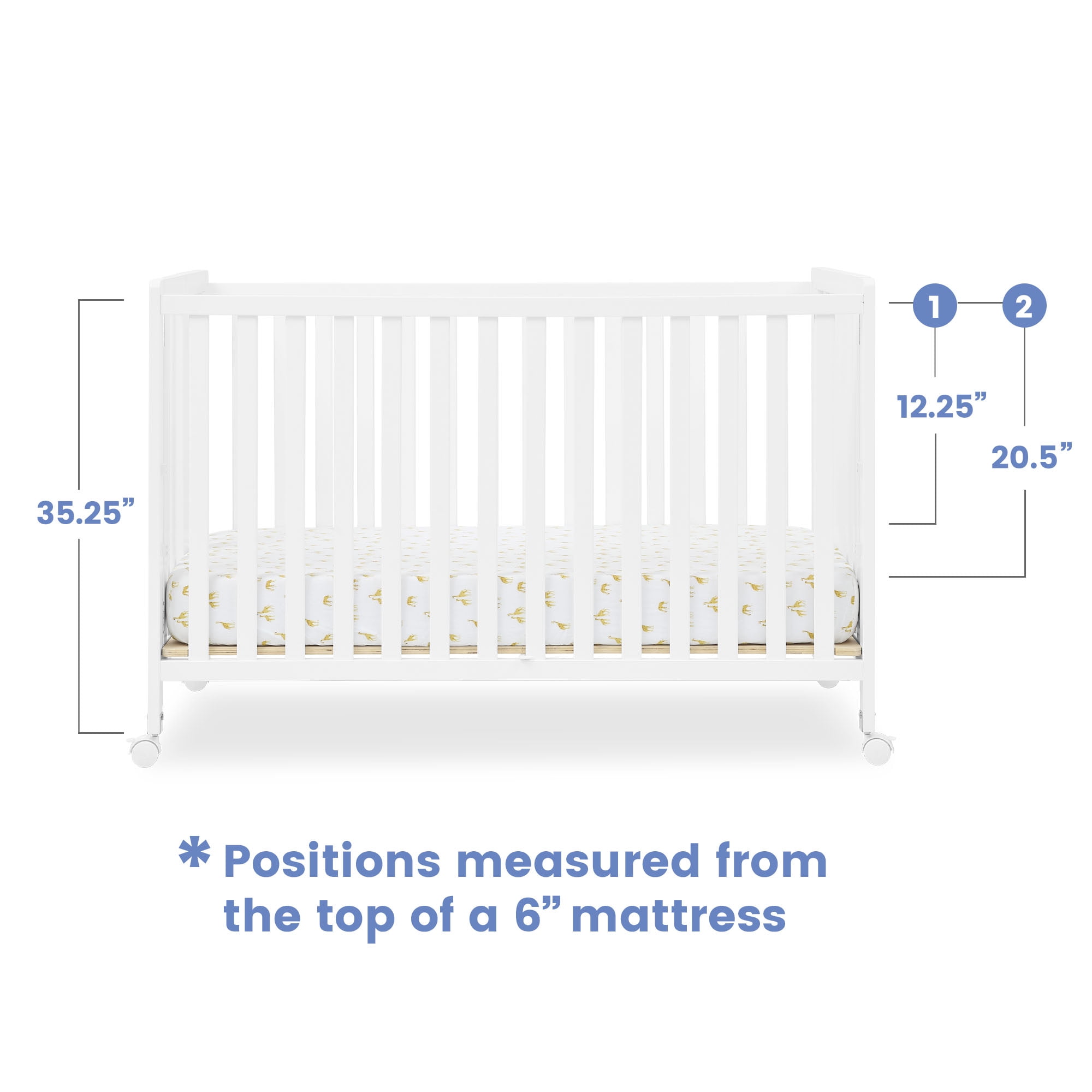 Simmons Kids Aria Full Size Portable Folding Crib - Greenguard Gold Certified, Bianca White
