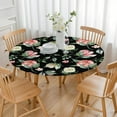 thumbnail image 3 of Round Fitted Tablecloth with Elastic Edges Fits 45"-52" Round Tables Pioneer Colorful Floral Waterproof Table Cover Washable Indoor and Outdoor for Party Kitchen Dinner Banquet Patio Picnic, 3 of 7