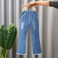 thumbnail image 5 of SDNall Kids Girls Bell Bottom Jeans Lace Hem Flare Denim Pants Fashion Cute Sweet Boe Flared Pants Trousers Jeans Pants 9-10Years, 5 of 9