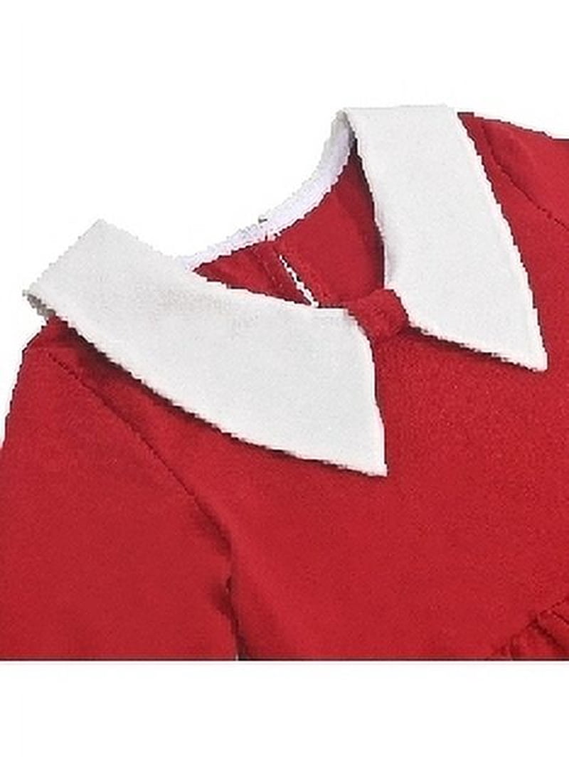 Girls Dress Red White Collar Everyday Casual School Uniform Long Sleeve 10  Years - Walmart.com