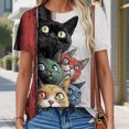 thumbnail image 4 of jowamay Cat Graphic Tees for Women Crew Neck Short Sleeve Casual Tee Shirt Retro Holiday Summer Tops for Dating Daily Wear, 4 of 6