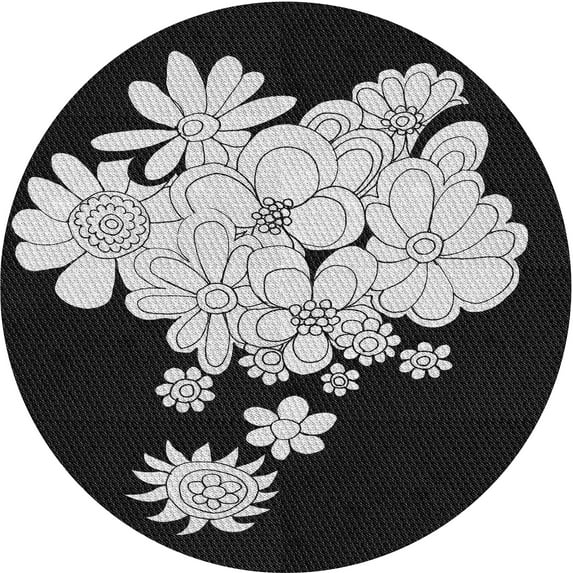 Ahgly Company Machine Washable Indoor Round Transitional Dark Goldray Area Rugs, 4' Round