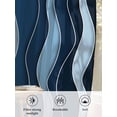 thumbnail image 6 of Sheer Curtains 45 Inch Length 2 Panels Set for Kitchen, Abstract Blue Moire Semi Sheer Curtains for Windows, Gradient Coastal Ocean Geometric Waves Voile Window Treatments Rod Pocket Curtain, 6 of 7