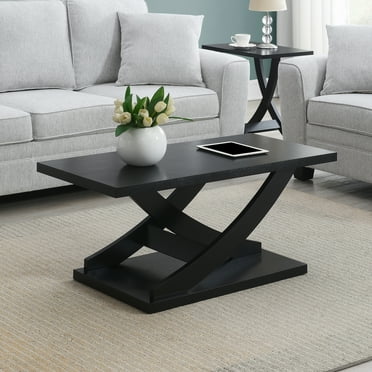 Convenience Concepts Newport Criss-Cross Coffee Table in Black Wood Finish