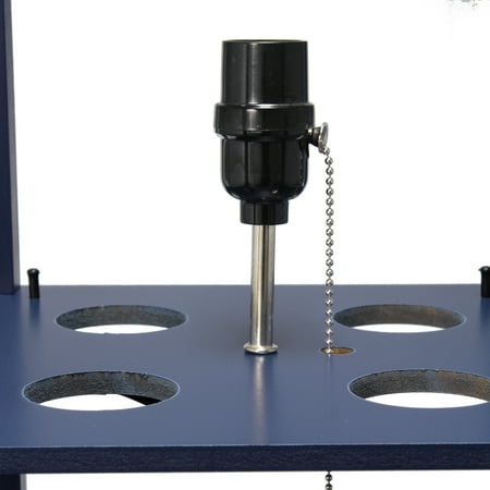 Simple Designs - Floor Lamp Etagere Organizer Storage Shelf with Linen Shade - Navy