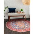 thumbnail image 2 of Unique Loom Revival Floral Border Rug 7' 7 x 7' 7 Round Navy Blue/Red, 2 of 2