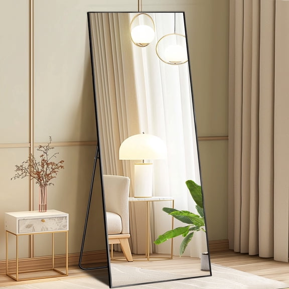 CONCETTA 56"x15" Rectangle Full Length Mirror, Full Body Standing Mirror Floor Mirrors, Black