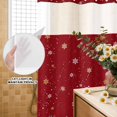thumbnail image 2 of No Hook Shower Curtain with Built-in Rings - Red Christmas Snowman Washable Waterproof Fabric Bathroom Curtains for Hotel,Rentals, Stall 48 X 72 Inch , Xmas Tree Gold White Snowflake, 2 of 9