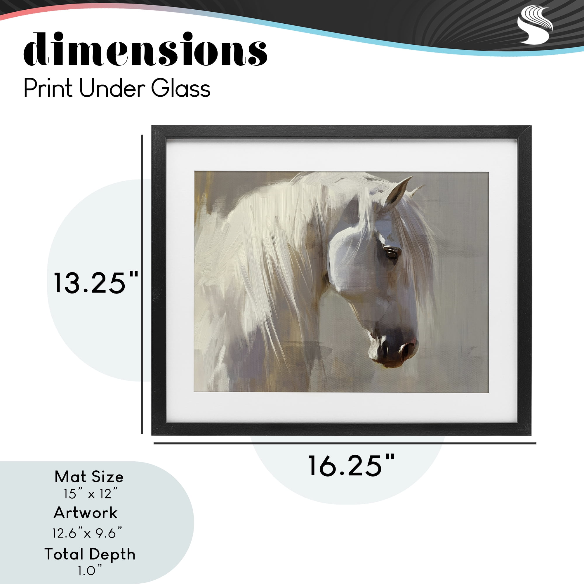 Stupell Industries White Moon Horse Black Framed Print Under Glass, design by Svetlana Aleynikova