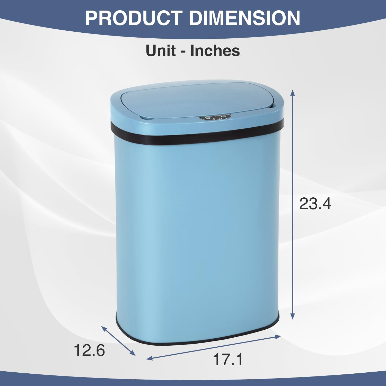 PayLessHere 13Gal Touchless Trash Can - Stainless Steel Auto Lid for Kitchen, Blue