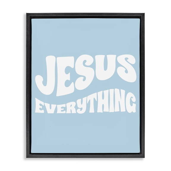 Stupell Industries Modern Jesus Everything Phrase Black Floating Frame Canvas Art, 17 x 21, by Lil' Rue