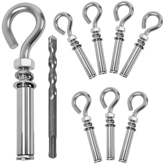 8 Pack 5/16" X 4-3/16" Expansion Eye Bolt,Concrete Eyebolt Anchors,Heavy Duty 304 Stainless Steel Eyebolt Anchors for Concrete Wall (8, M8x106mm（5/16" X 4-3/16"）)