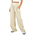 thumbnail image 1 of Pantalon de Détente à Jambes Larges Rayé pour Femmes, Coupe Ample à Rayures Fines, Taille Haute, Bas de Pyjama, 1 of 7