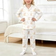thumbnail image 2 of Easter Pajamas Girls Satin Pajama Set Long Sleeve Cute Print Button down Nightwear Lounge Sets Pajamas for Kids 6-7 Years, 2 of 4