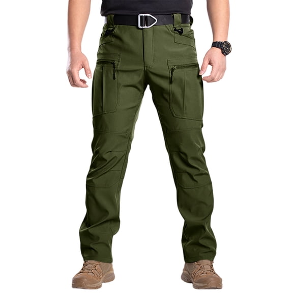 GrmtClth Mens Cargo Pants Water Resistant Ripstop Hiking Pants Lightweight Breathable Flex Stretch Casual Pants Fishing Cargo Trousers with Multiple Pockets(No Belt) Green L