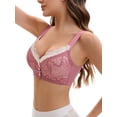 thumbnail image 4 of INSPIRE CHIC Mother's Day Front Closure for Women's Lace Full Coverage V Neck Wirefree Adjustable Straps Soft Bras S Dusty Pink, 4 of 4