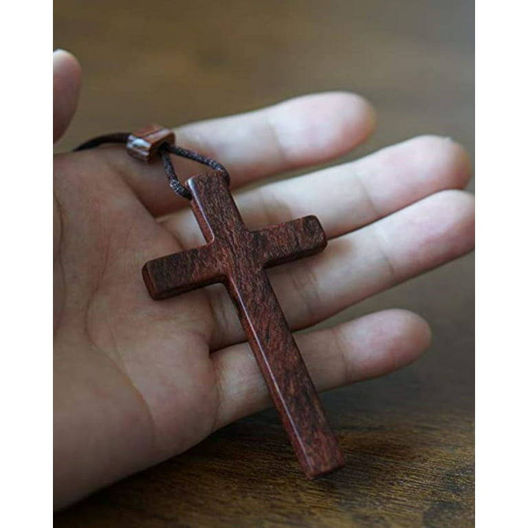 1 PCS Red Sandalwood Ebony Cross Necklace For Men Jewelry Lady Jesus Cross  Penadnt Women Choker Bijou Male Wood Rope Necklaces
