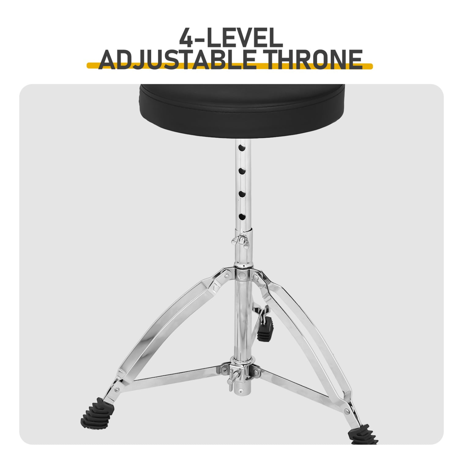 Full Size Adult Drum Set 5-Piece Champagne with Bass Drum, two Tom Drum, Snare Drum, Floor Tom, 16" Ride Cymbal, 14" Hi-hat Cymbals, Stool, Drum Pedal, Sticks