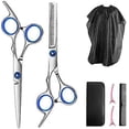 thumbnail image 3 of Juego profesional de tijeras de peluquería con tijeras de entresacar, peine y estuche de cuero para barbería., 3 of 4