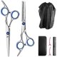 thumbnail image 3 of Juego profesional de tijeras de peluquería con tijeras de entresacar, peine y estuche de cuero para barbería., 3 of 4