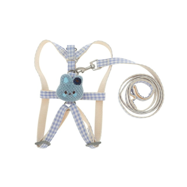 Kit de correa para mascotas de conejito a cuadros Unique Bargains, kit de correa duradera para perros medianos, azul