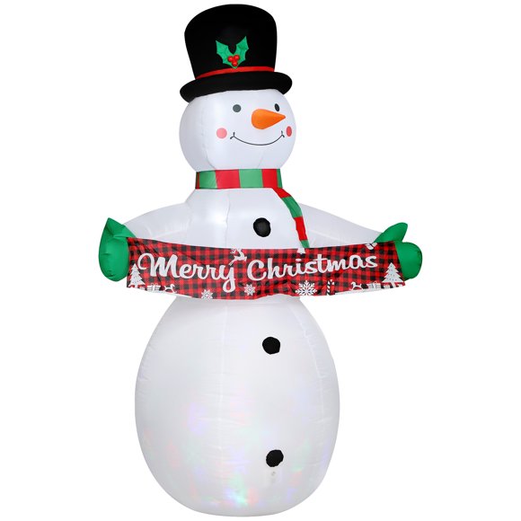 CoSoTower 7FT Christmas Inflatables Snowman with Motion-Activated Music and Projector LED Light, Blow Up Inflatable Decoration