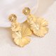 thumbnail image 3 of Pendientes colgantes de pétalos de flores doradas, pendientes largos con borlas de pétalos de loto, aretes florales grandes exagerados, flor con textura de Metal, 3 of 4