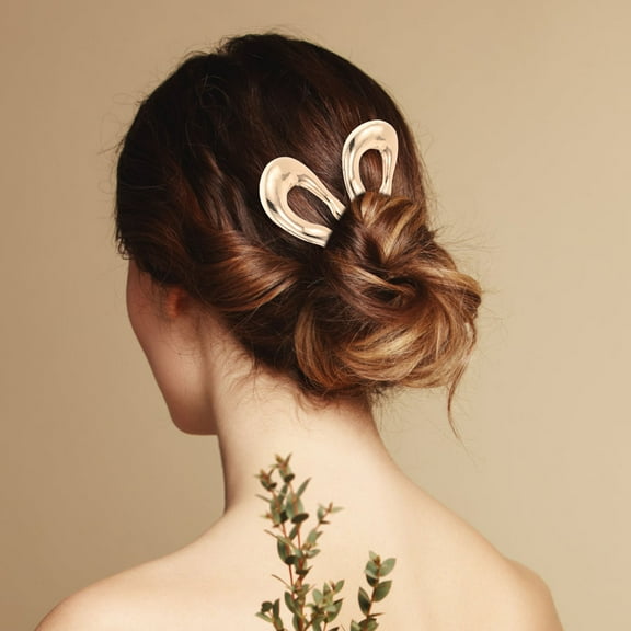 HONITANO 2Pcs French Hair Forks Golden Zinc Alloy U Shaped for Holding Hair in Place and Fashion Styling