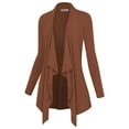 thumbnail image 2 of Made by Johnny Women's Drape Front Open Cardigan Long Sleeve Irregular Hem S-5XL Plus Size L RUST, 2 of 6