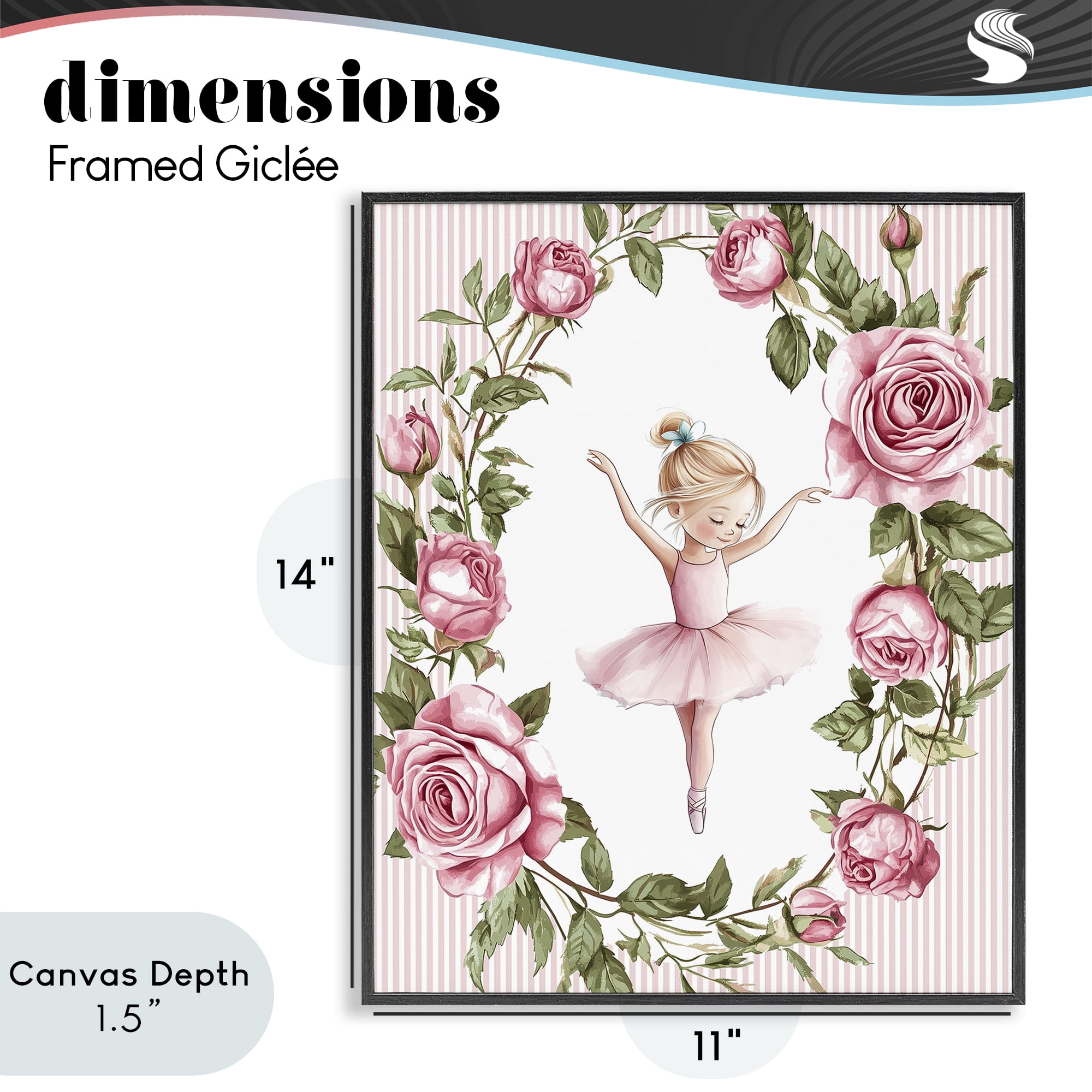 Stupell Industries Little Rose Dance Black Framed Giclee Art, design by Christine Simpson Art