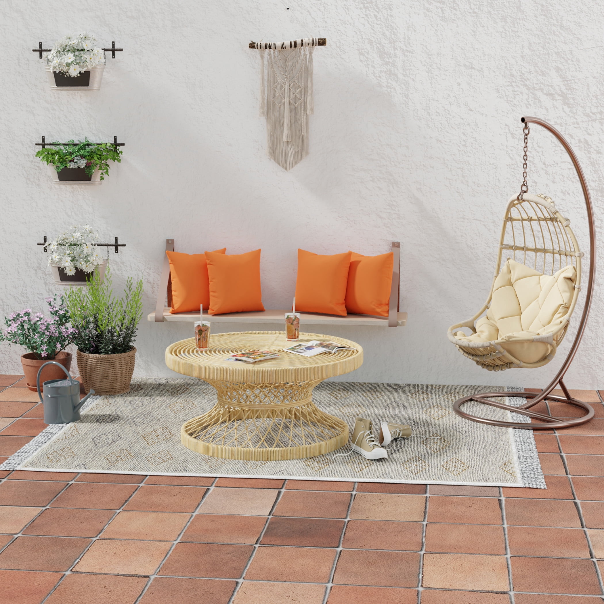 Jordan Manufacturing Sunbrella 16" x 16" Canvas Tuscan Orange Solid Square Outdoor Throw Pillow