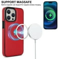 thumbnail image 3 of Designed for iPhone 12 / 12 Pro Case Strong Magsafe, Vintage PU Leather Soft Snap-on Back Cover Slim Protective Shockproof Wireless Charging Phone Case Cover for iPhone 12 / 12 Pro, Red, 3 of 7