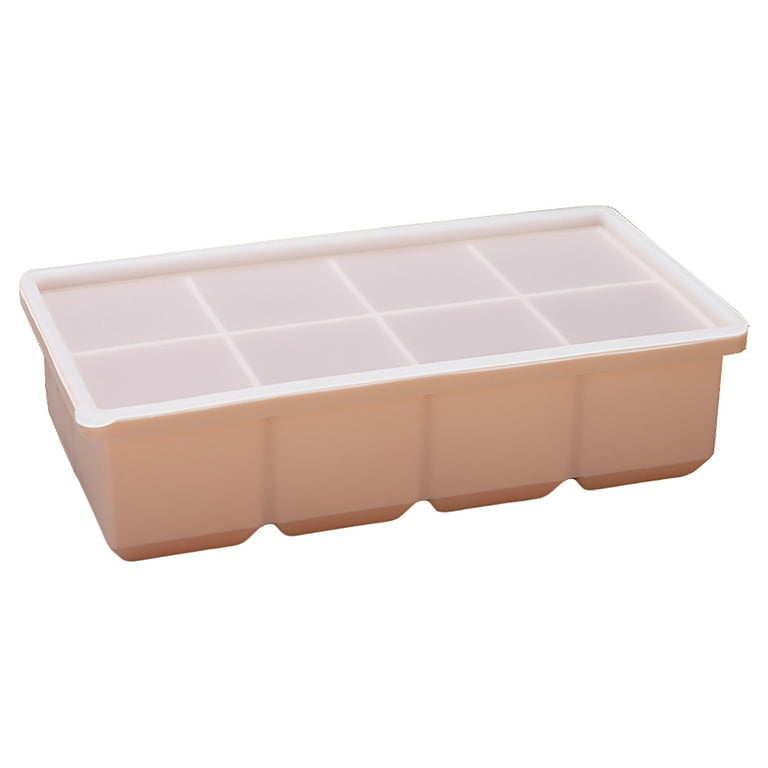 Cheers.US 4Pcs Ice Cube Trays Easy Release-Odor free,Spill Resistant Lid  Included, Small Size, Stackable 8 Cubes,Silicone 