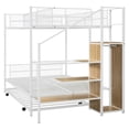 thumbnail image 6 of Harper & Bright Designs Twin Over Full Size Metal Bunk Bed with Trundle and Storage Staircase, Heavy Duty Steel Bed Frame with Shelving and Open Wardrobe for Teens, White, 6 of 18